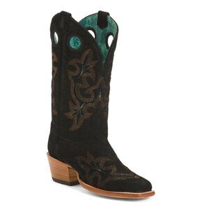 CORRAL BOOTS Mexico Suede Embroidery Western Boots With Pull Holes